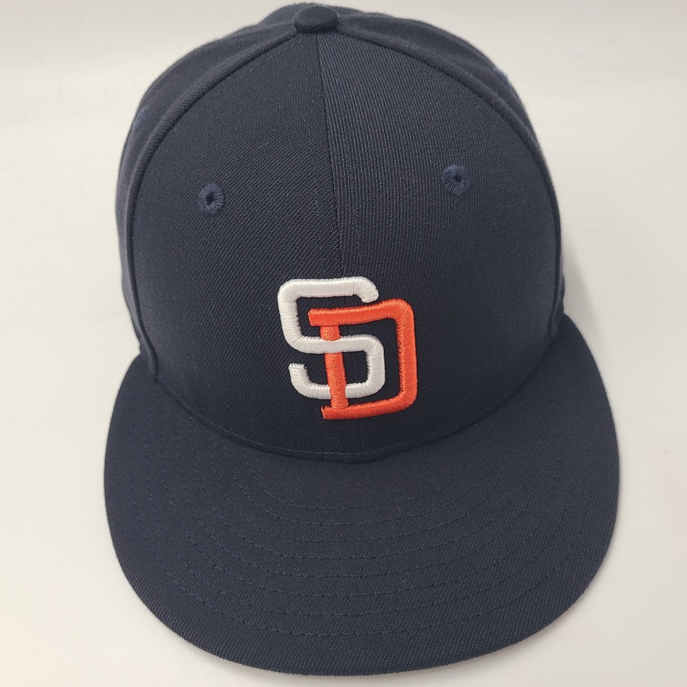 San Diego Padres Hat Fitted 7 1/4 New Era 59Fifty Blue Orange MLB Cooperstown